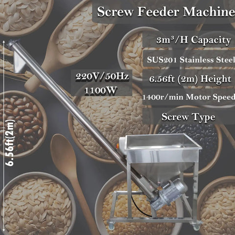 No Nonsense Automatic Screw Feeder Machine With Inclined Spiral Conveyor And Stainless Steel Auger for fast granule handling and processing.