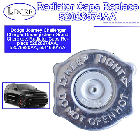 Dodge Radiator Cap Replacement For Journey, Challenger, Charger, Durango, Jeep Grand Cherokee And Chrysler PT Cruiser, front view
