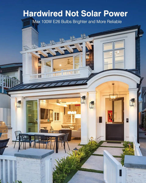Two Pack Dusk-To-Dawn Sensor Outdoor Wall Light Fixtures, Black Exterior Sconce on modern house front porch