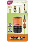 Heavy Duty Quick Connect Hose Fittings Half Inch Female Rubber Stop Coupling For Garden Irrigation And Home Plumbing Works on packaging with Aquastop featured.