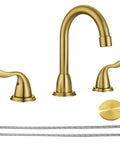 3 Hole Widespread Matte Black Bathroom Faucet With Detachable Aerator 8 Inch Vanity Sink Tap Double Lever Handle Drain Included