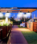 Outdoor patio lit by Solar Pendant Lights With Dual LED Bulbs, IP65 Waterproof Outdoor Dusk To Dawn Auto Lamp With Remote Control