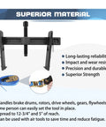 Beefy Heavy Duty Brake Drum And Rotor Puller For Removing Brake Drums Rotors Drive Wheels Gears Flywheels And Pulleys With Hardened Steel Construction And Reinforced Arms For Smooth Damage Free Time Saving Vehicle Repairs, black steel tool with 12-3/4 inch spread