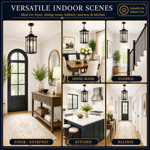 Top Shelf Black Outdoor Pendant Light For Porch With Water Ripple Glass Panels And Sleek Square Metal Frame Weatherproof Exterior Hanging Lantern Real Deal Farmhouse Glow Quick Setup in indoor foyer, dining room, and hallway settings.