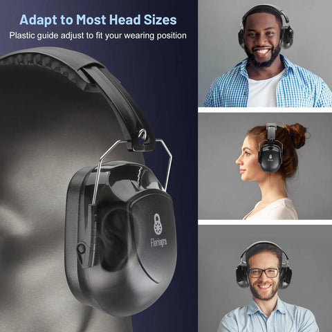 Six Pack Noise Reduction Ear Muffs With SNR 34 dB Hearing Protection For Adults And Kids displayed on different users.