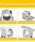 Beefy Aluminum CNC Spindle Mount Bracket With Slick Quick Swap Universal 65Mm Or 80Mm Dual Bore Interface For Router Clamps, showing smooth surface and durability.