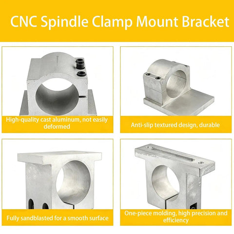 Straight Up Durable Aluminum Cnc Spindle Mount Bracket With 65Mm And 80Mm Dual Bore Holes comes ready with M10 screws for easy Z Axis swaps.