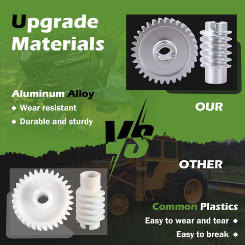 Comparison of aluminum alloy gear vs. plastic gear for Beefed Up Aluminum Drive And Worm Gear Kit For Garage Door Opener Access System Replacement