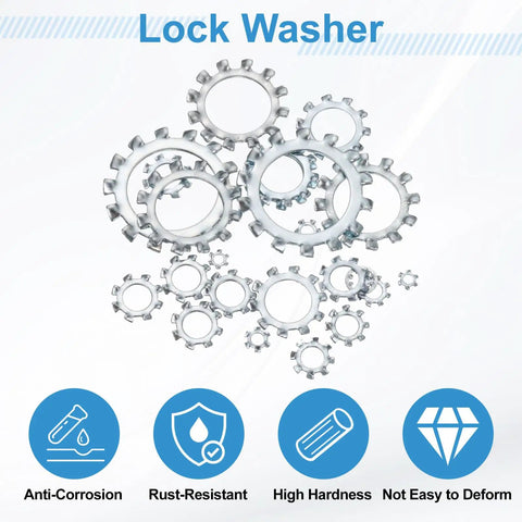 Fifty Piece One Quarter External Tooth Lock Washer Set In 304 Stainless Steel With Multi Tooth Star Design Beefy Professional Grade