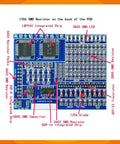 Close-up view of 4 In 1 SMD SMT Soldering Practice Kit electronic training board with labeled components for beginners and hobbyists.