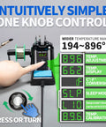 Pro Grade 60W Digital Soldering Station Kit With Two Handy Helping Hands Six Extra Tips display with knob and temperature range.