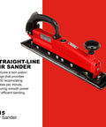 Straight Line Air Sander With 2.75 Inch Pad And 17.5 Inch Pad Length, 3000 SPM Twin Piston Power On Display