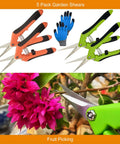 5 Pack Pruning Shears With Gloves Garden Clippers Handheld Straight Stainless Steel Snips For Gardening and trimming flowers