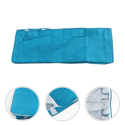 No Fuss Heavy Duty Folding Clothes Storage Bin With Sturdy Handles And Smart Compartments For Bed Sheets Blankets And Closets, folded view.