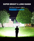 Two Pack Rechargeable LED Flashlights Crazy Bright 990,000 Lumens With Five Modes IPX6 Waterproof illuminating a field at night