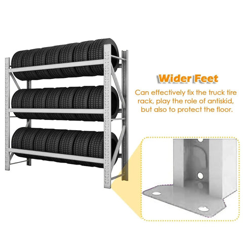 Three Tier Adjustable Tire Rack Built Tough For Garage And Auto Shop 1100lb Capacity Heavy Duty Tire Organizer with wide feet