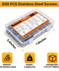 Badass Durable 690 Piece Wood Screw Assortment Kit With 304 Stainless Steel Pan 7.8x5.4x1.38 inches for DIY projects.