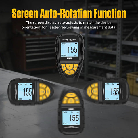 Pro Grade Paint Thickness Gauge For Car Coatings With Auto Calibration, Ultra Precise 0.1 Micron Resolution, 0-2000 Micron Range, Easy Readout, Durable Metal Body, Quick Checks For Every Panel shown rotated for screen auto-rotation