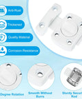 Premium White Rotate Bolt Latch Set Heavy Duty Zinc Alloy Cabinet Locks with smooth rotating mechanism for secure installation.