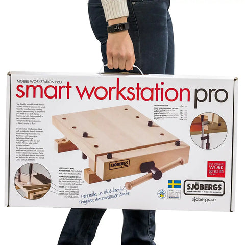 Smart Workstation Pro Vise Top Portable Work Surface For Woodworking And Repairs Durable European Beech Build Versatile Clamp Station With Jaw Cushions Boss Level Stability And Precision