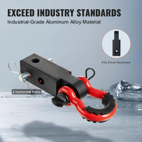 No Nonsense Heavy Duty 2 Inch Shackle Hitch Receiver Built With Grit And Rock Solid Aluminum Rated For 16000 Lbs Towing with D Ring.