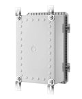 Tough As Nails Weatherproof Electrical Junction Box Enclosure with hinged gray cover, IP67 waterproof, mounting brackets visible.