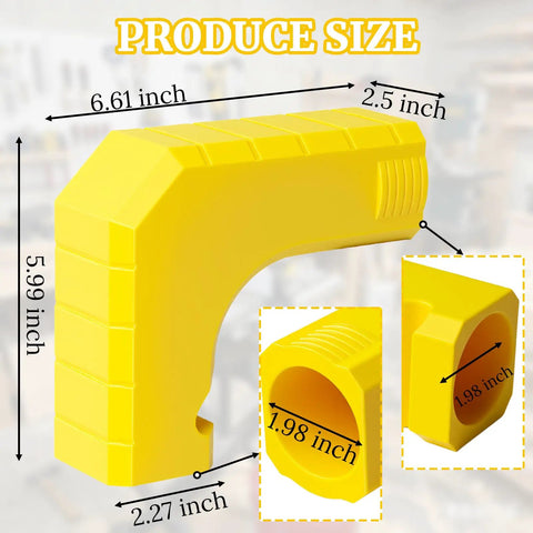 Yellow Table Saw Dust Collector Adapter Tool Free Install No Fuss Fits Most Saws With Durable Dust Port and dimensions shown