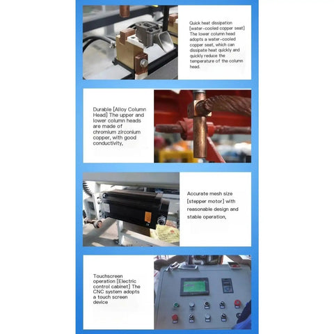 Fully Automatic Wire Mesh Welding Machine For Reinforcing Wire Cloth, showing copper heads, motor, and control panel.