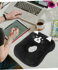 Office Desk Nap Pillow For Easy Naps, Cozy Face Down Cushion with cat design on desk next to tablet and coffee