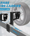 Beefed Up Spare Tire Mount For Boat Trailer Accessories With 3 Nut Design holding a tire, supports up to 200 lbs with max 5-inch width