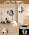 Diagram showing multi-user access for 2K FHD Wireless Doorbell Camera With 180 Degree Head To Toe View No Sub Fees Battery Powered Two Way Talk Motion Alerts Smart Home Chime Works With Alexa And Google 2.4G WiFi with smartphone app interface.