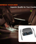 Center A/C dash vent trim panel for 2008–2013 Corolla, gray with left and right cover strips, installed view