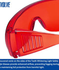 Close-up of Built Tough Dental Protective Goggles Offering Straight Up Heavy Duty Laser Safety and Ultraviolet LED Shielding with air vents.