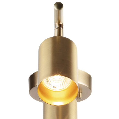 Close-up of pivoting head on Pratt 4 Light Track Lighting In Matte Brass Gold With Pivoting Heads For Modern Glam Illumination