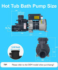 Hot Tub Bath Pump Size dimensions 1HP pump with measurements for ports and motor details suitable for Top Shelf 1Hp Hot Tub And Spa Bath Pump Replacement That Works Like A Charm On 115 Volts With A Rock Solid Pure Copper Motor And Fits A Standard One Point Five Inch Port For Zero Hassle Jet Power Daily.
