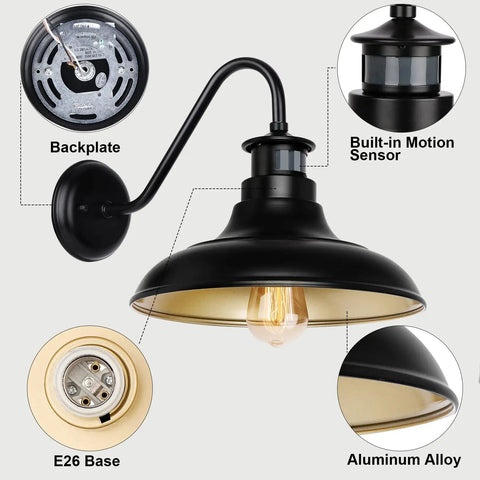 Motion Sensor Outdoor Lights Dusk To Dawn With 3 Lighting Modes Exterior Porch Light Wall Mount IP65 Waterproof Anti Rust For House And Garage 2 Pack Bundle