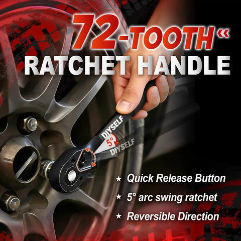 Three Eighths Inch Drive Socket Set For Any Garage Pro 95 Pieces Impact Kit With Cr V Steel SAE Ratchet on car wheel