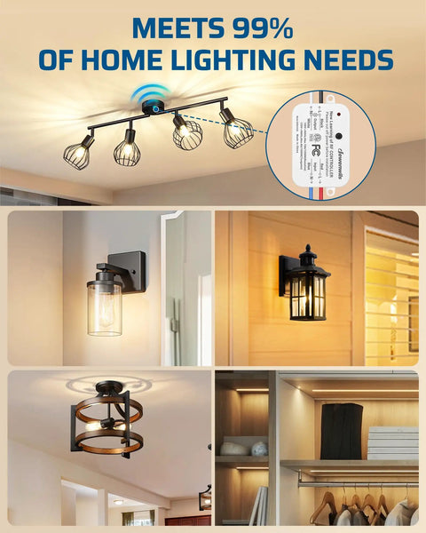 Wireless Light Switch And Receiver Kit No Wiring Required Hassle Free Setup Remote Control Wall Switch with various lighting setups