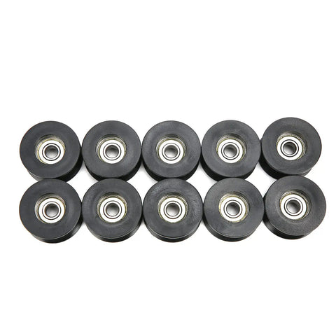 10 Pack Heavy Duty U Groove Pulley Roller Bearing With Nylon Coated U Shaped Guide Rail Wheels For Sliding Doors Wardrobes Cabinets Tracks Smooth Glide Deep Groove Ball Bearing Roller Wheel, 10 black wheels