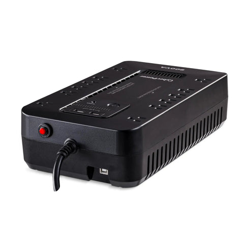 Ultimate Standby UPS System For Home Office And Gaming, A Go To 900VA 500W Backup Power With 12 Outlets, Surge Protected And 2 USB Charging Ports, Compact Black, Simulated Sine Wave For Computers Routers Consoles