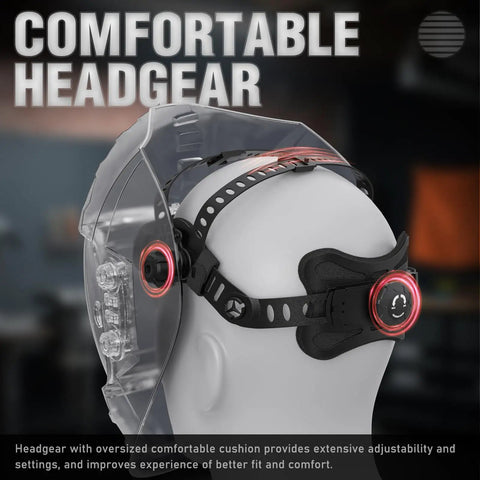 Auto Darkening Welding Helmet With Beefy 3.94 X 3.66 Inches Viewing Window True Color Optics Solar Powered 4 Arc Sensors headgear