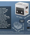 10L 40kHz ultrasonic wash tank for auto injectors and carburetors, stainless steel, model TH-40AXN, effective cleaning.
