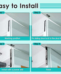 Installation steps for Two Pack 7 Inch Flush Bolts For Double Doors Heavy Duty Black Plated Latch Bolts, showcasing door mounting process.