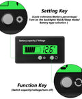 Golf Cart Battery Meter With Alarm And Front Button And Switch Key Settings 12V To 84V voltage gauge with green display and buttons