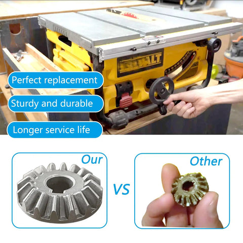 2 Pack Table Saw Bevel Gear Replacement Fits DWE7480 DCS7485B compared with other gear in home workshop