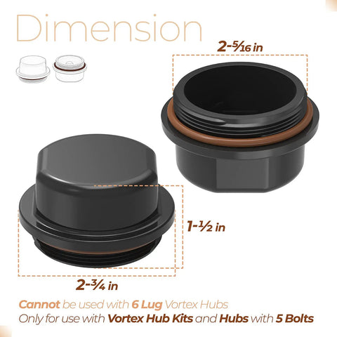 Vortex Hub Cap Replacement For Trailer And Boat Hubs Dust Cap 2 Pack With O Ring Fits 1250 To 1750 Lb Vortex Hubs Dimensions