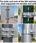 Eight Sets Stainless Steel U Channel Sign Post Bolts Kit With Nuts Washers And Spring Pads For Durable Outdoor Sign Mounting And Steady Hardware Reliable Outdoor Hardware For Fence Or Sign Posts on U-channel sign post