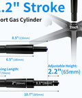 Swap Out The Saggy Stem On Office Chairs Using This Heavy Duty Class Four Gas Cylinder With A Two Point Two Inch Stroke For Tough As Nails Height Adjustments And Glides Smooth Daily. Image showing dimensions of 2.2" stroke gas cylinder.
