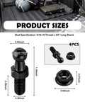 Beefy 4 Pack 10mm Ball Studs And Nuts Kit For Gas Struts 5/16-18 Thread 0.6 Inch Long Shank Heavy Duty Lift Support Ball Studs For Gas Springs Easy Install And Reliable Performance. 4PCS black ball stud and nut size diagram