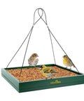 Hanging Bird Feeder Tray Outdoor Garden Platform Wooden Seed Tray With Mesh Feeding Surface For Yard And Patio Large Feeding Area
